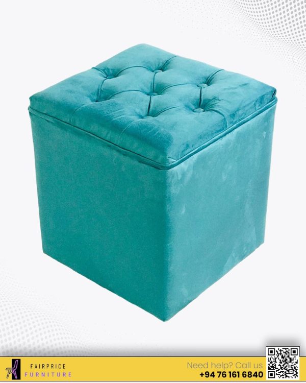 OTTOMANS SQUARE-LIGHT BLUE GOLD