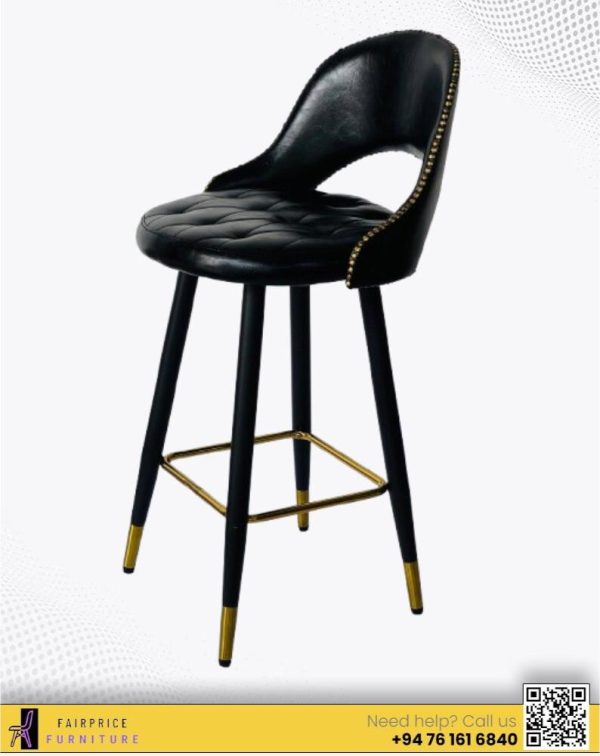 MULBERRY MULBERRY LEATHER FOUR LEG BAR STOOL-BLACK