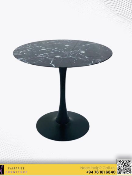 CAFE GLASS TABLE ROUND BLACK